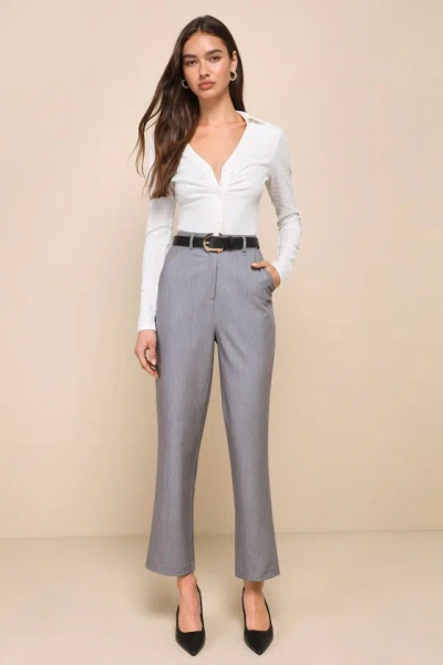 Lulus Chic Endeavor Grey High Rise Tapered Trouser Pants