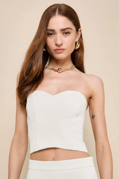 Lulus Chic Invite Cream Strapless Bustier Crop Top In White