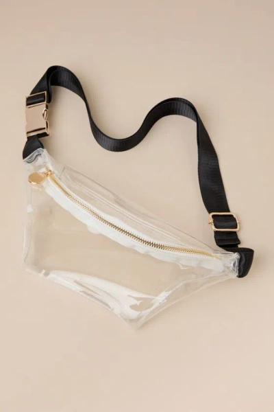 Lulus Chic Necessity Black And Clear Fanny Pack In Transparent