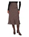Lulus Trendy Era Brown Plaid Chiffon Midi Skirt In Gold