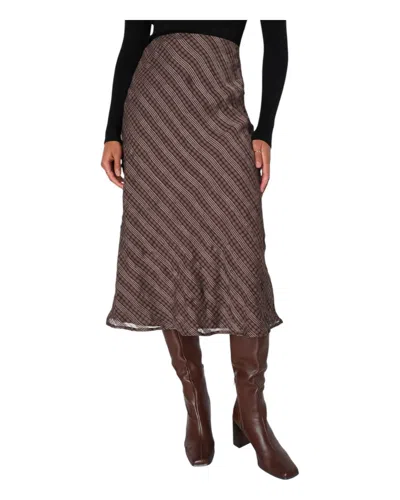 Lulus Trendy Era Brown Plaid Chiffon Midi Skirt