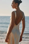 Lulus Christelle Champagne Crinkle Satin Backless Midi Slip Dress In Champagne