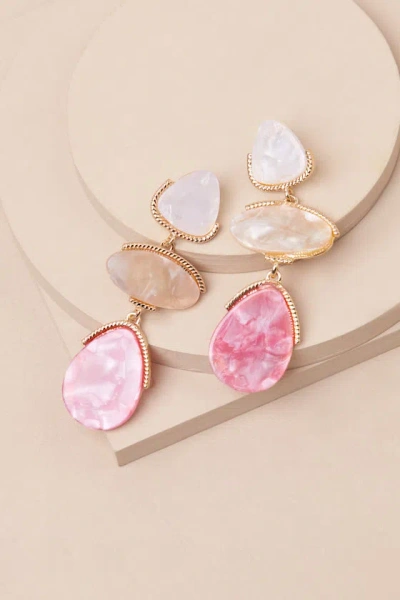 Lulus Chrysanta Pink Stone Drop Earrings
