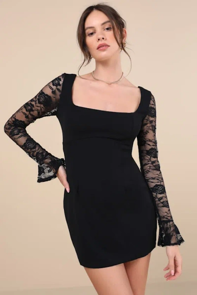 Lulus Chyra Black Lace Long Sleeve Mini Dress