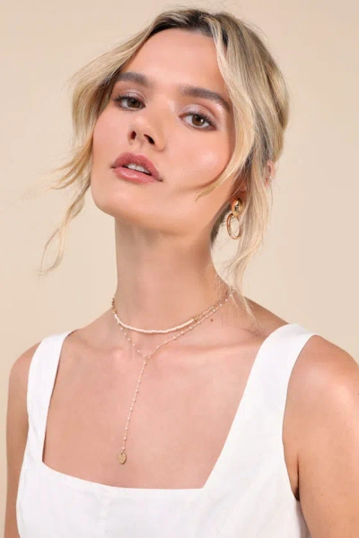 Lulus Cianna Gold Pearl Layered Necklace