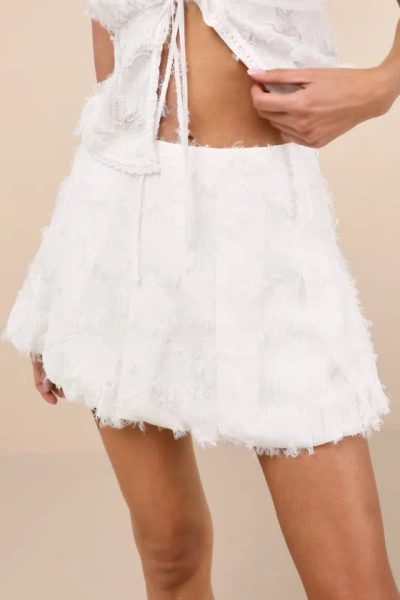 Lulus Cilla White Textured Bubble-hem Skort