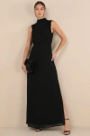 Lulus Classic Elegance Black Chiffon Sleeveless Mock Neck Maxi Dress In Black