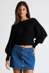 Lulus Classically Cozy Black Ribbed Dolman Cropped Sweater In Black