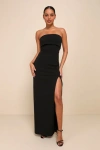 Lulus Classy Consideration Black Strapless Maxi Dress In Black