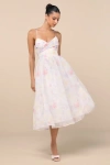Lulus Claudina White Multi Pleated Lace-up Midi Dress