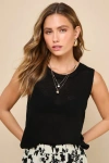 Lulus Clean Aesthetic Black Sweater Knit Tank Top In Black