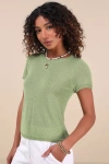Lulus Clean Aesthetic Green Short Sleeve Sweater Top In Green