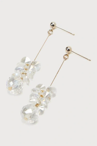 Lulus Clearly Divine Gold And Clear Beaded Drop Earrings