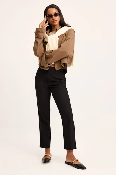 Lulus Cleo Black Tailored High-rise Slim Leg Trouser Pants
