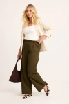 Lulus Cleo Dark Olive Tailored Wide-leg Trousers In Green
