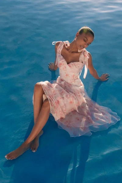 Lulus Cliona Blush Pink Floral Pleated Tie-strap Maxi Dress