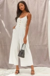 Lulus Coastal Air White Striped Tie-back Culotte Jumpsuit In White