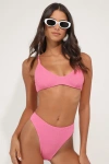 Lulus Coastal Cutie Pink Textured Mid-rise Cheeky Bikini Bottoms In Pink