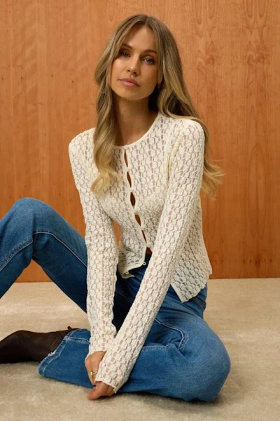 Lulus Collie Ivory Sheer Lace Button-front Cardigan In White