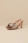 Lulus Collyns Gold Snake High Heel Slide Sandals In Gold