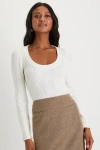 Lulus Comfy Charisma Ivory Scoop Neck Pullover Sweater In Ivory