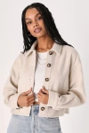 Lulus Comfy Essence Beige Cropped Shacket In Beige