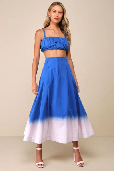 Lulus Compelling Aesthetic Blue Ombre Two-piece Sleeveless Midi Dress
