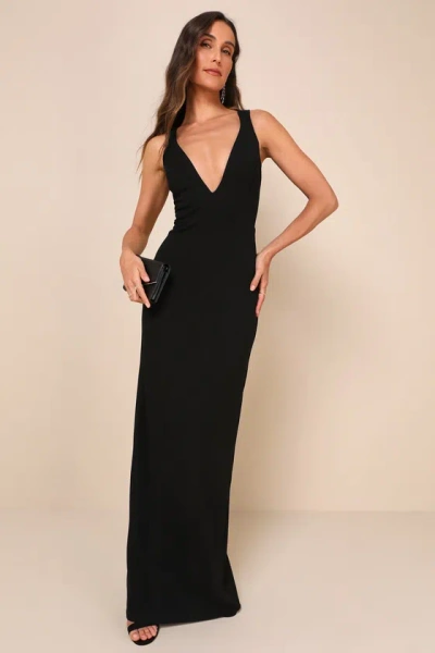Lulus Compelling Glam Black Sleeveless Backless Column Maxi Dress