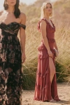 Lulus Compelling Romantic Rusty Rose Ruffled Tiered Maxi Dress In Pink