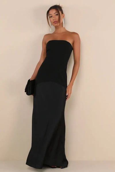 Lulus Compelling Style Black Strapless A-line Maxi Dress