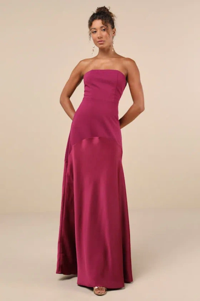 Lulus Compelling Style Plum Purple Strapless A-line Maxi Dress