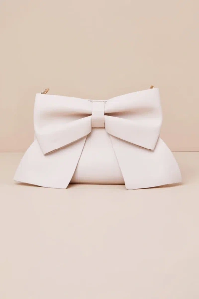 Lulus Compellingly Chic Ivory Bow Crossbody Bag