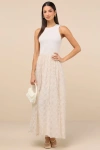 Lulus Completely Charming Ivory Sleeveless Textured Maxi Dress In Ivory