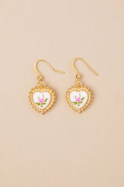 Lulus Completely Lovely 14kt Gold Vintage Heart Earrings