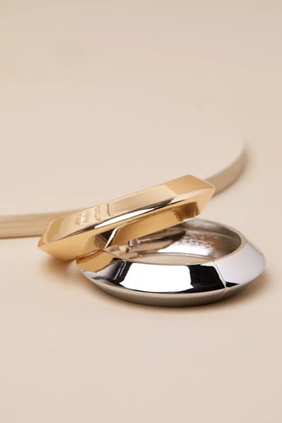 Lulus Confident Presence Gold And Silver Two-piece Cuff Bracelet Set