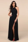 Lulus Confidently Charismatic Black Backless Halter Maxi Dress