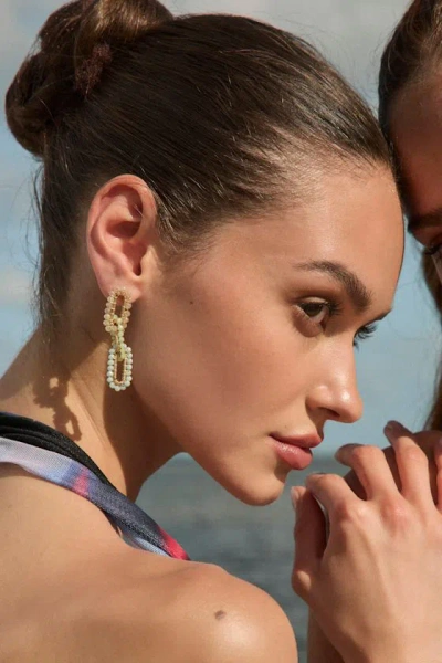 Lulus Connie Blue Multi Beaded Chain Link Drop Earrings