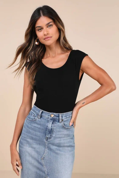 Lulus Constantly Stunning Black Backless Boat Neck Bodysuit