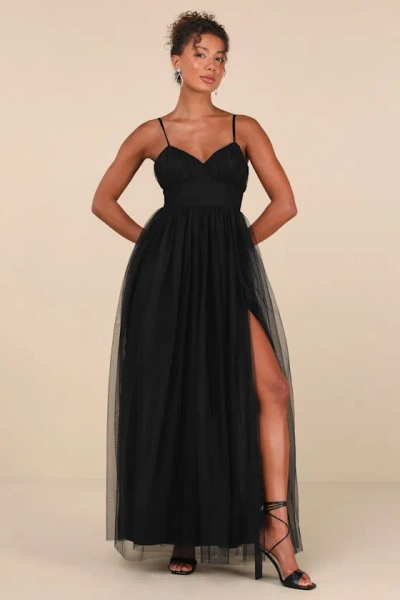 Lulus Convincingly Graceful Black Tulle Sleeveless Maxi Dress