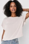 Lulus Cool Instincts Beige Short Sleeve Top In Beige