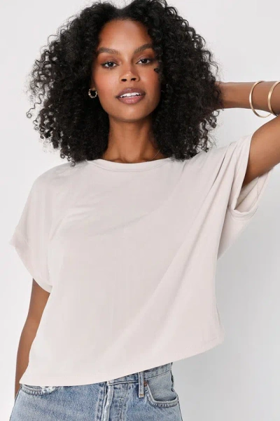 Lulus Cool Instincts Beige Short Sleeve Top