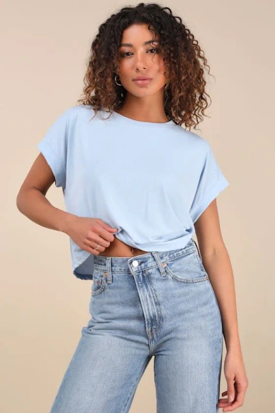 Lulus Cool Instincts Light Blue Short Sleeve Top