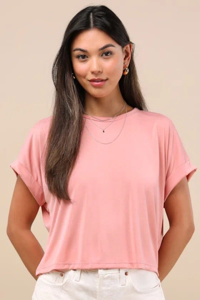 Lulus Cool Instincts Peach Pink Short Sleeve Top