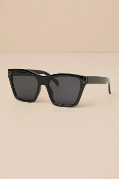 Lulus Cool Outlook Black Oversized Square Sunglasses