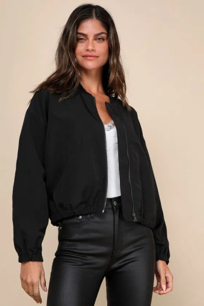 Lulus Cool Perfection Black Bomber Jacket