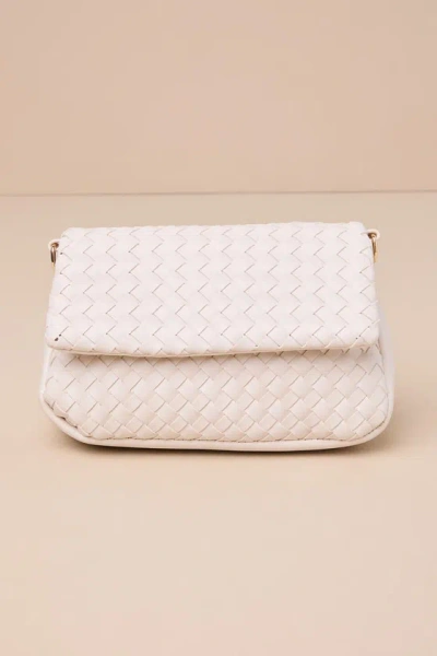Lulus Coordinated Cutie Ivory Woven Crossbody Bag In Pink