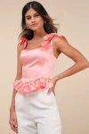 Lulus Coquettish Pink Lace-up Bustier Top In Pink