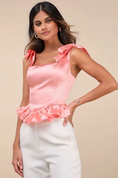 Lulus Coquettish Pink Lace-up Bustier Top