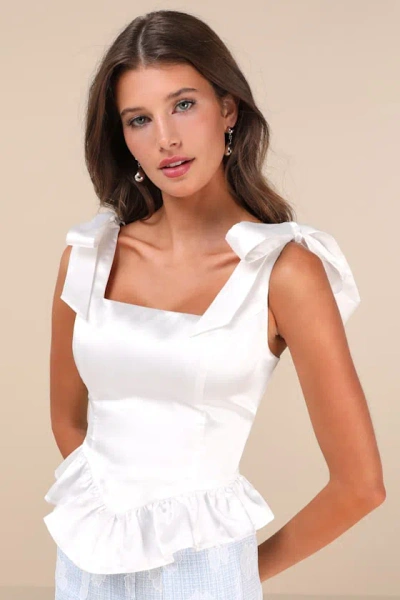 Lulus Coquettish White Lace-up Bustier Top
