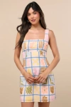 Lulus Cosette Beige Multi Print Sleeveless Mini Dress